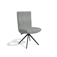 Dining Chair Monroe De Luxe 6606 in Mito 97 fabric (taupe), espresso swivel base, angled view