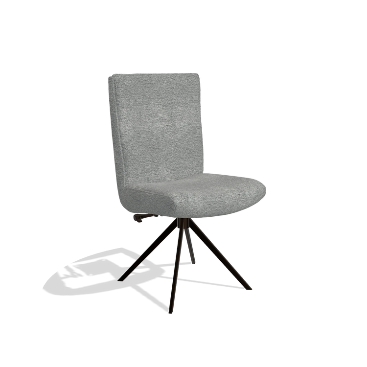 Dining Chair Monroe De Luxe 6606 in Mito 97 fabric (taupe), espresso swivel base, angled view