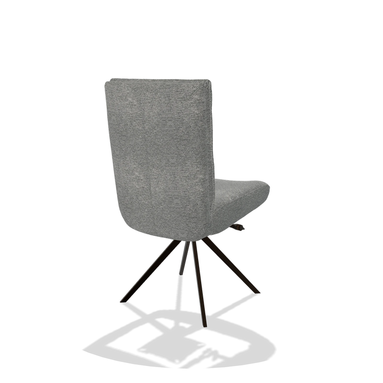 Dining Chair Monroe De Luxe 6606 in Mito 97 fabric (taupe), espresso swivel base, back angled view