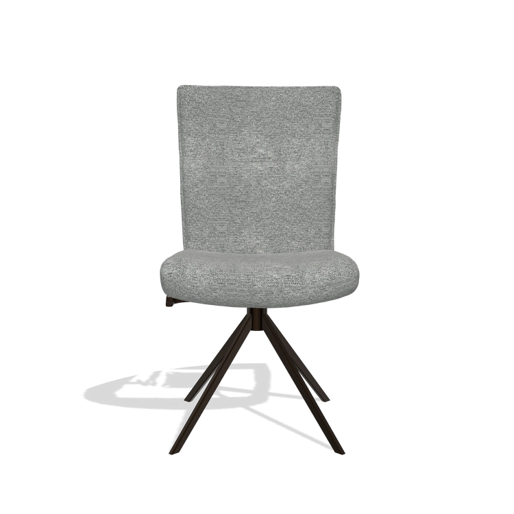 Dining Chair Monroe De Luxe 6606 in Mito 97 fabric (taupe), espresso swivel base, front view
