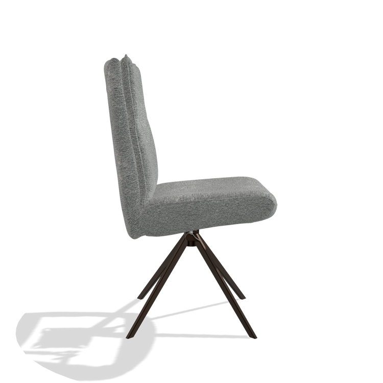 Dining Chair Monroe De Luxe 6606 in Mito 97 fabric (taupe), espresso swivel base, side view