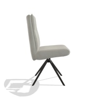 Dining Chair Monroe De Luxe 6606 in Rhythm 101 fabric (greige), black swivel base, side view