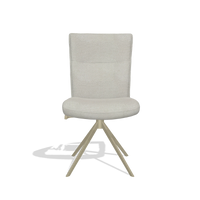Dining Chair Monroe De Luxe 6606 in Rhythm 101 fabric (greige), champagne swivel base, front view