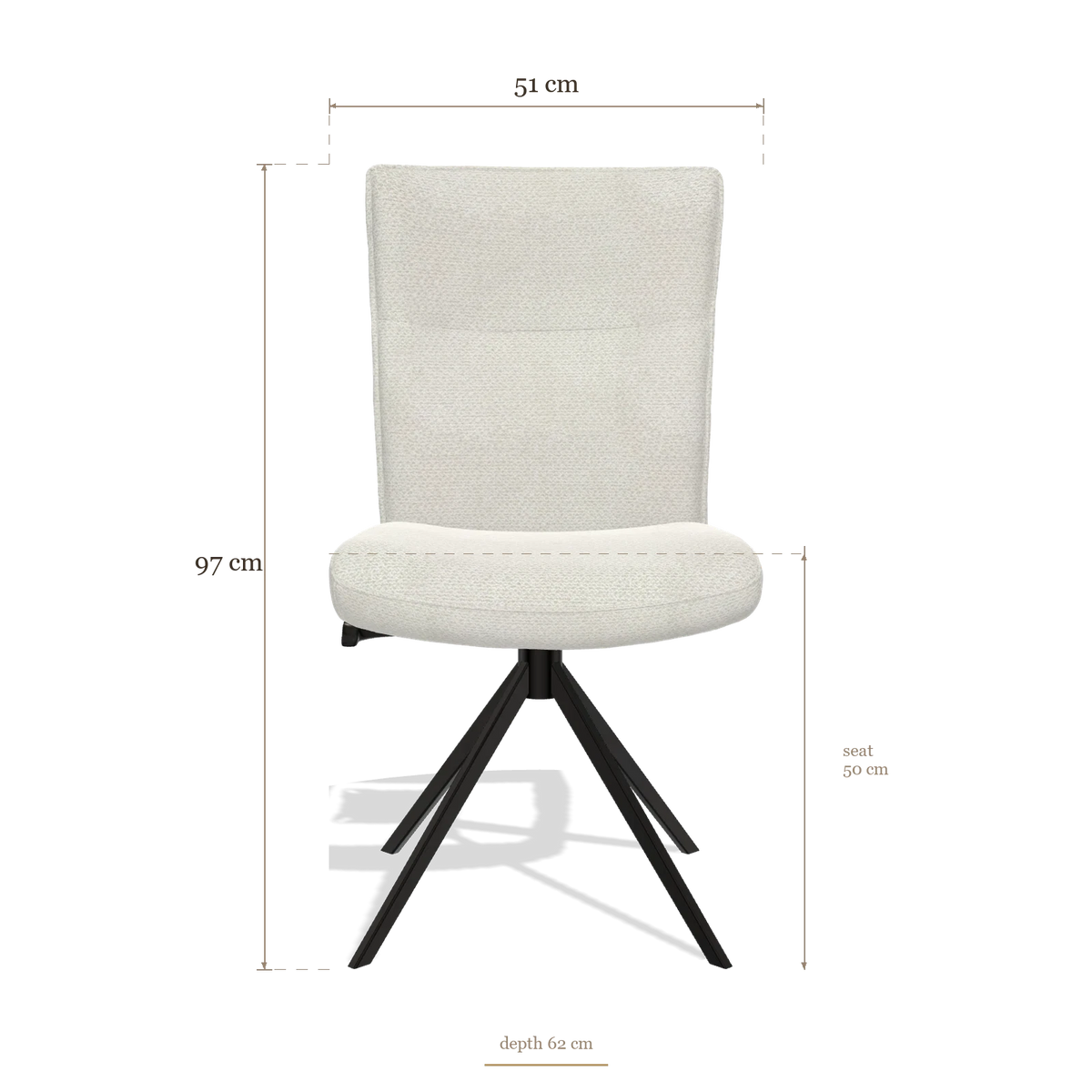 Dining Chair Monroe De Luxe 6606, dimensions 51 x 62 x 97 cm