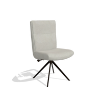 Dining Chair Monroe De Luxe 6606 in Rhythm 101 fabric (greige), espresso swivel base, angled view