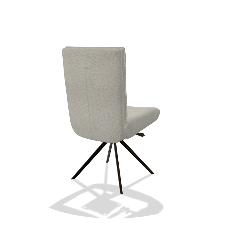 Dining Chair Monroe De Luxe 6606 in Rhythm 101 fabric (greige), espresso swivel base, back angled view