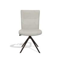 Dining Chair Monroe De Luxe 6606 in Rhythm 101 fabric (greige), espresso swivel base, front view