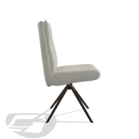 Dining Chair Monroe De Luxe 6606 in Rhythm 101 fabric (greige), espresso swivel base, side view