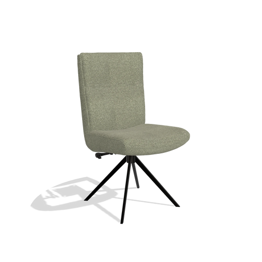 Silla de comedor Monroe De Luxe 6606 en tela Rhythm 206 (topo), base giratoria en negro, vista en ángulo