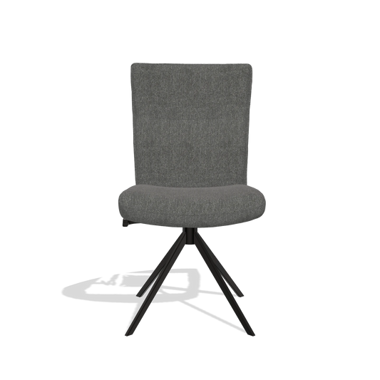 Dining Chair Monroe De Luxe 6606 in San Remo 800 fabric (anthracite), black swivel base, front view