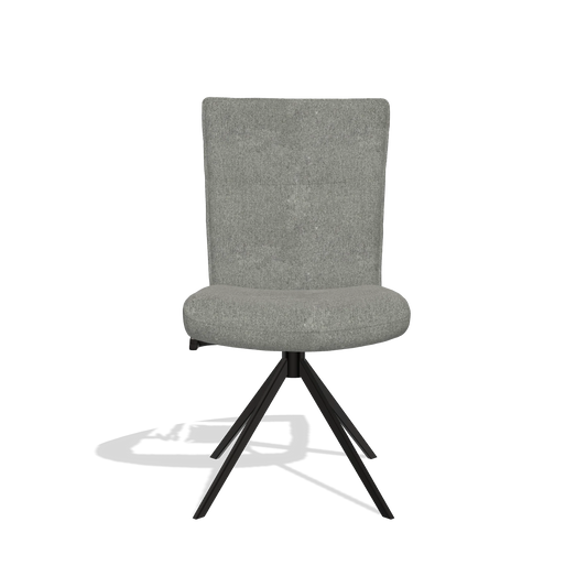 Dining Chair Monroe De Luxe 6606 in San Remo 802 fabric (taupe), black swivel base, front view