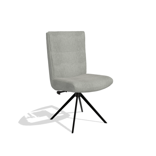Dining Chair Monroe De Luxe 6606 in San Remo 901 fabric (grey), black swivel base, angled view