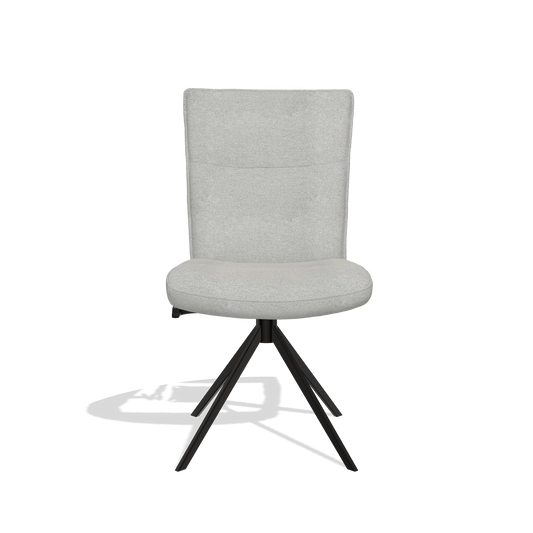 Dining Chair Monroe De Luxe 6606 in Sneak 110 fabric (greige), black swivel base, front view