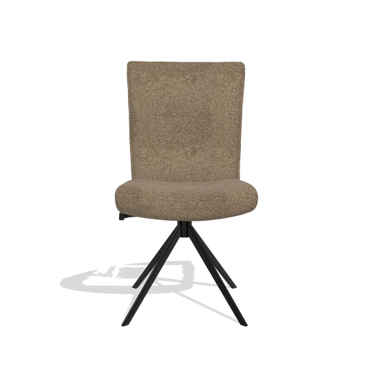 Dining Chair Monroe De Luxe 6606 in Sneak 16 fabric (olive), black swivel base, front view