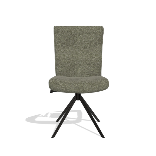Dining Chair Monroe De Luxe 6606 in Sneak 59 fabric (dark grey), black swivel base, front view
