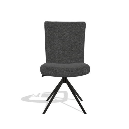 Dining Chair Monroe De Luxe 6606 in Sneak 67 fabric (black), black swivel base, front view