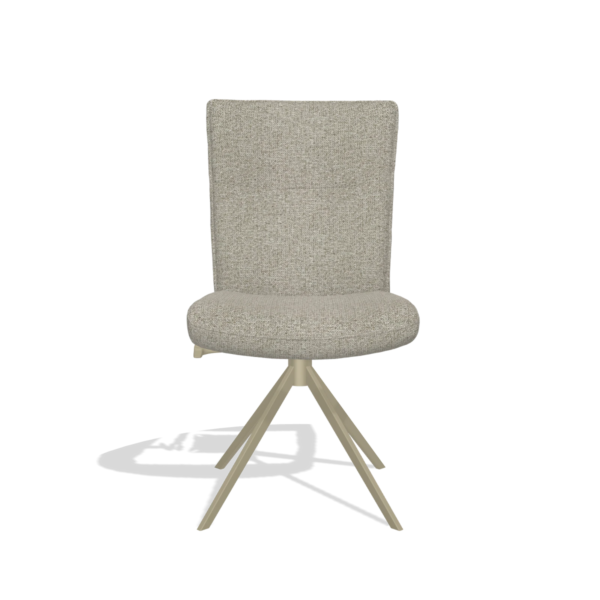 Sedia da pranzo Monroe De Luxe 6606 in tessuto Taurus 05 (verde salvia), base girevole in champagne, vista frontale
