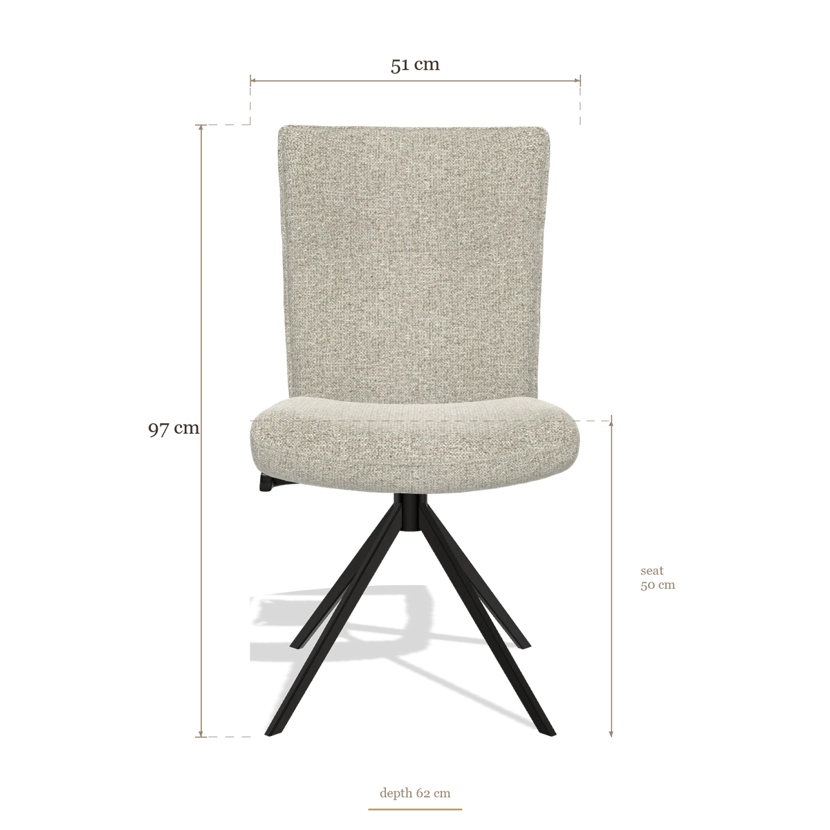 Sedia da pranzo Monroe De Luxe 6606, dimensioni 51 x 62 x 97 cm