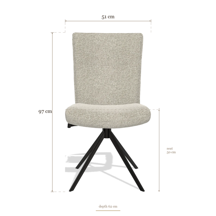 Sedia da pranzo Monroe De Luxe 6606, dimensioni 51 x 62 x 97 cm