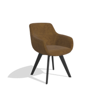 Sedia da pranzo Odille 6578 in tessuto Adore 132 (marrone), gambe in nero, vista angolata