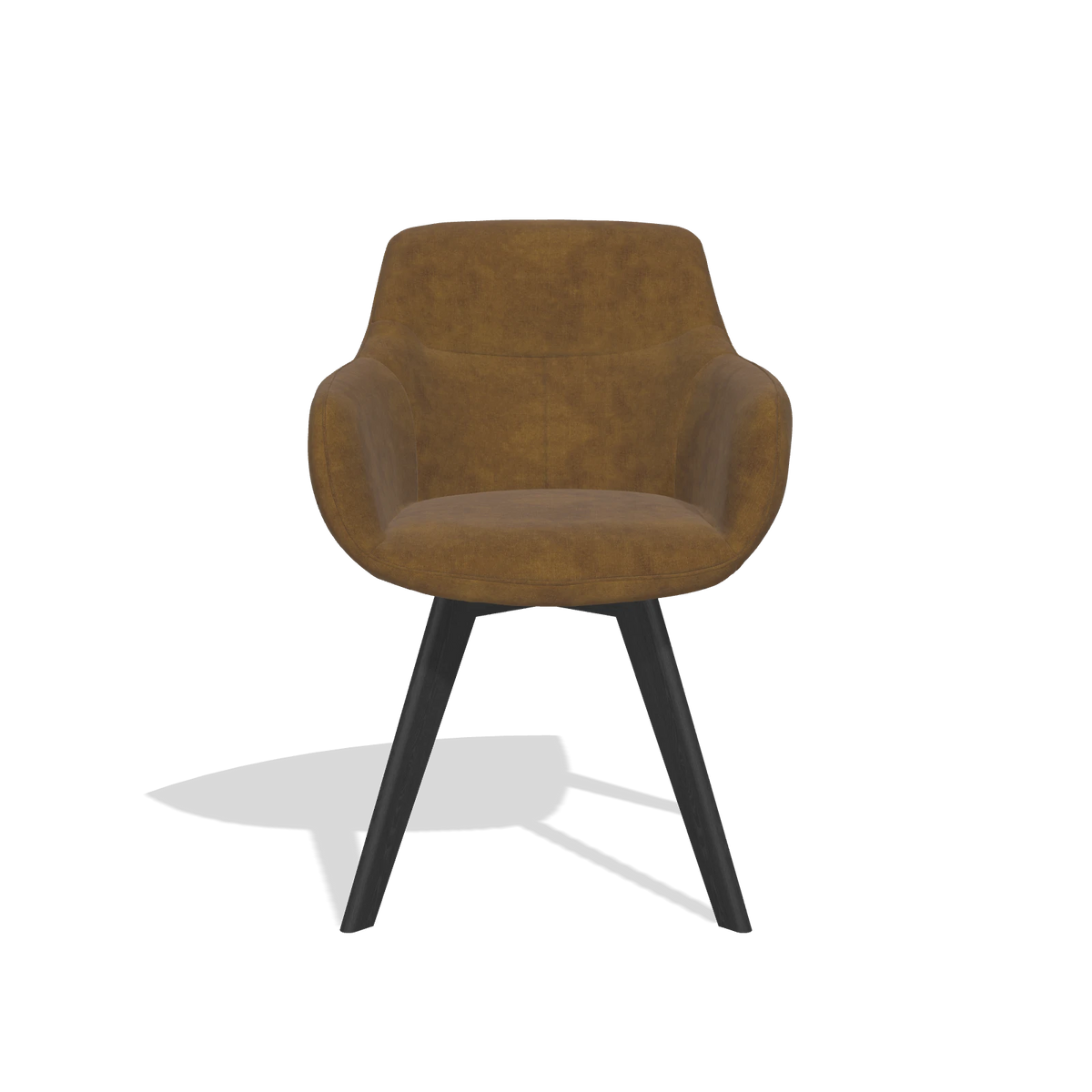 Sedia da pranzo Odille 6578 in tessuto Adore 132 (marrone), gambe in nero, vista frontale