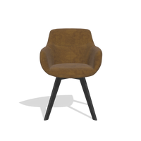 Sedia da pranzo Odille 6578 in tessuto Adore 132 (marrone), gambe in nero, vista frontale