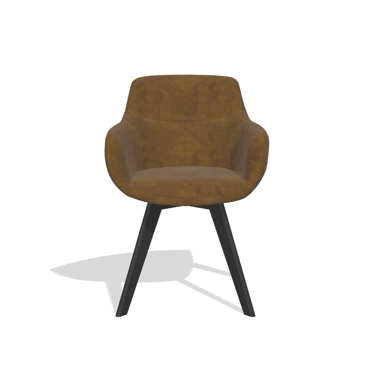Sedia da pranzo Odille 6578 in tessuto Adore 132 (marrone), gambe in nero, vista frontale