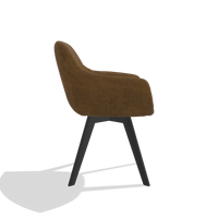 Sedia da pranzo Odille 6578 in tessuto Adore 132 (marrone), gambe in nero, vista laterale