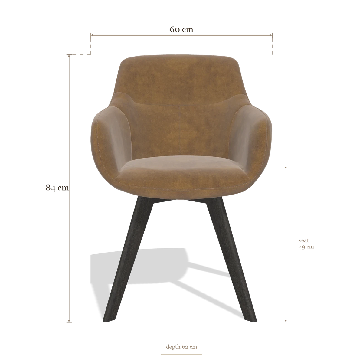 Sedia da pranzo Odille 6578, dimensioni 60 x 62 x 84 cm