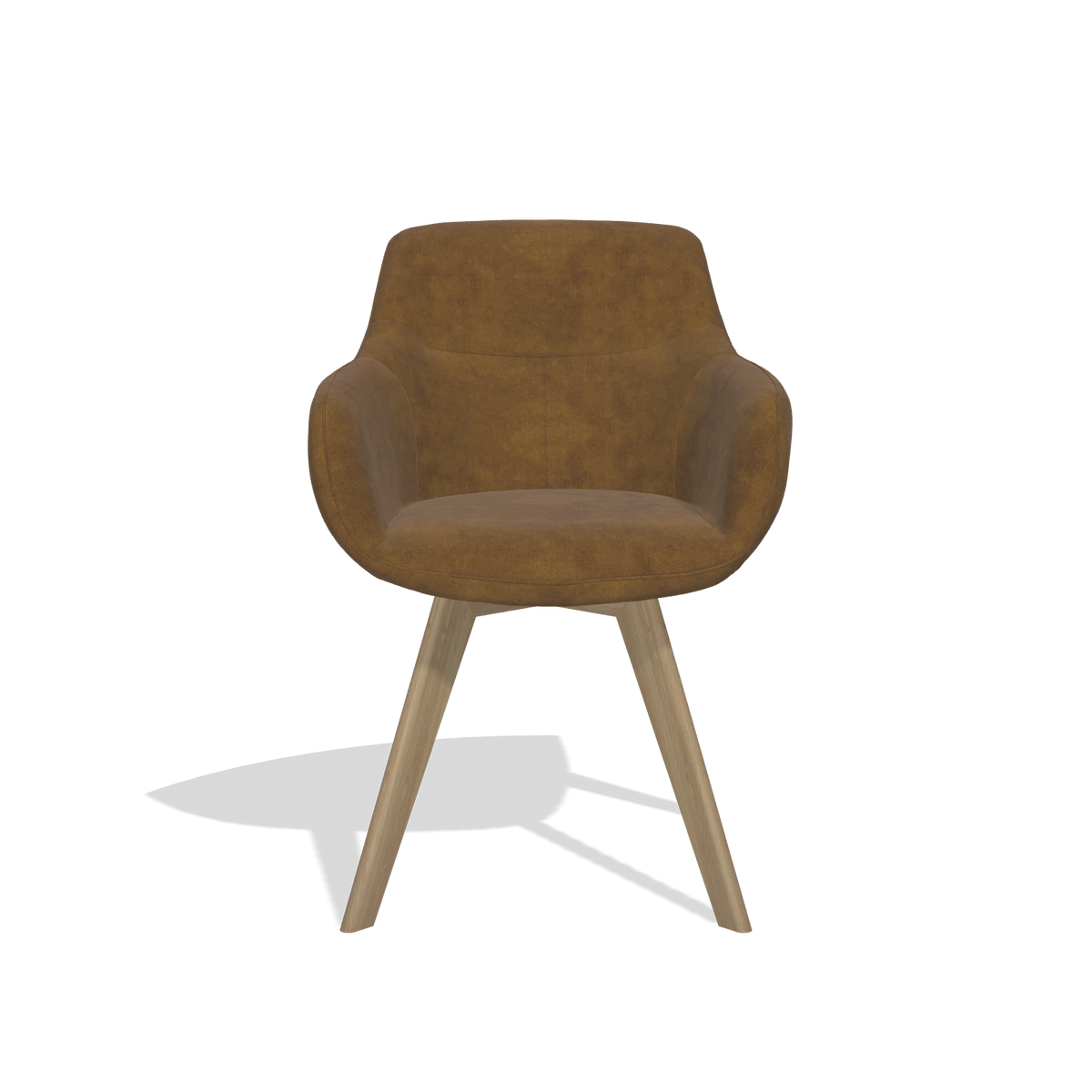 Sedia da pranzo Odille 6578 in tessuto Adore 132 (marrone), gambe in naturale, vista frontale
