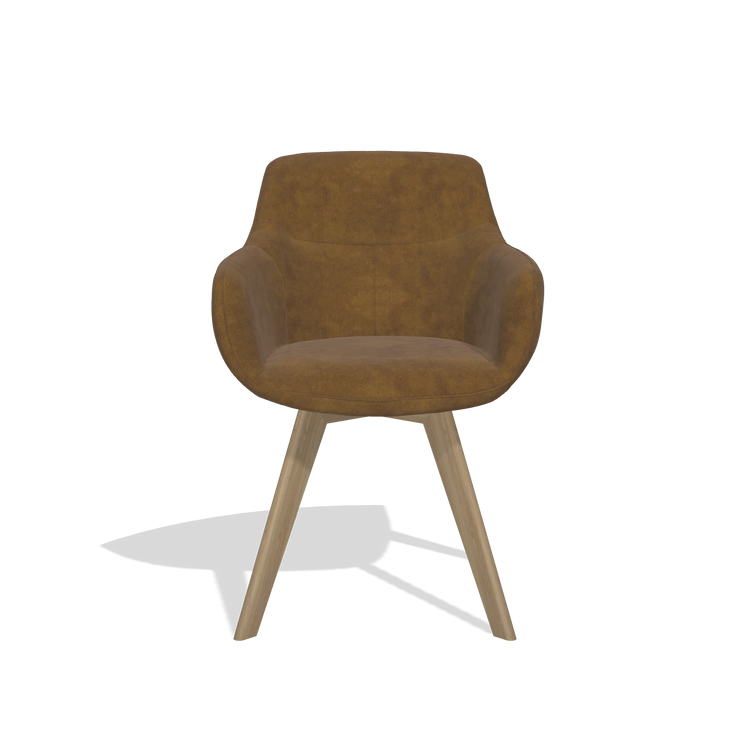 Sedia da pranzo Odille 6578 in tessuto Adore 132 (marrone), gambe in naturale, vista frontale
