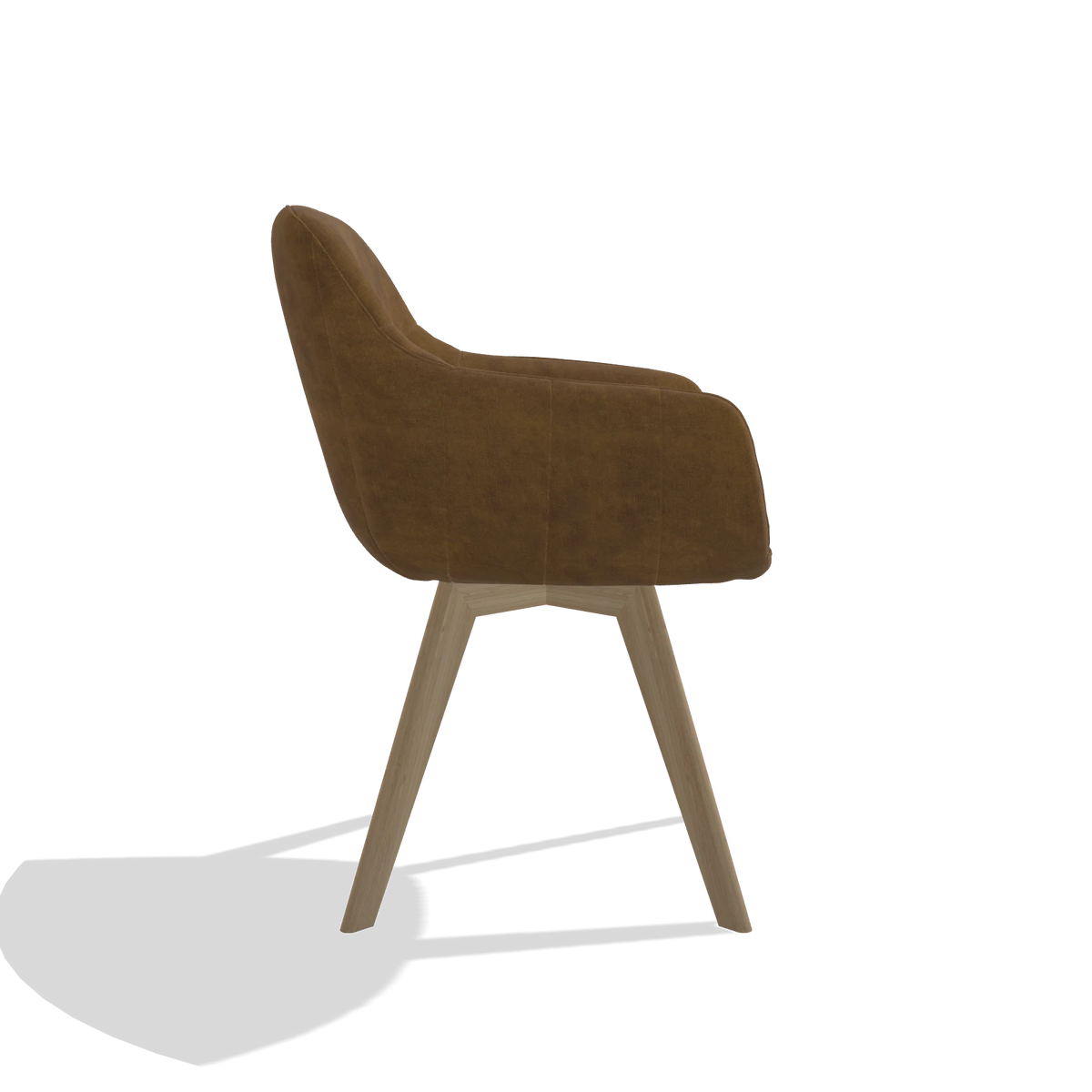 Sedia da pranzo Odille 6578 in tessuto Adore 132 (marrone), gambe in naturale, vista laterale