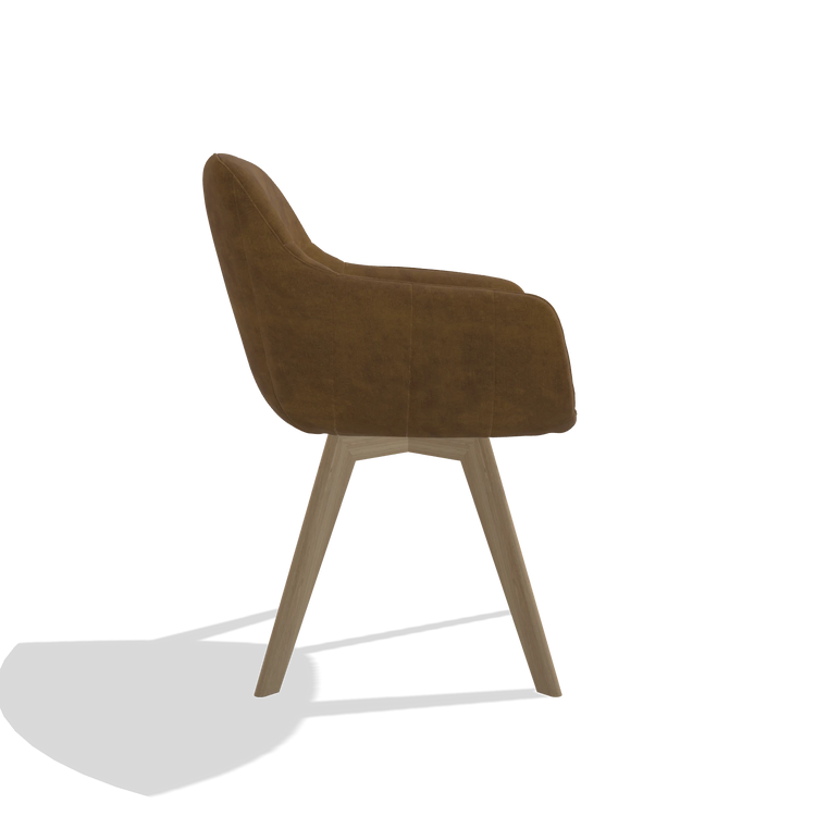 Sedia da pranzo Odille 6578 in tessuto Adore 132 (marrone), gambe in naturale, vista laterale