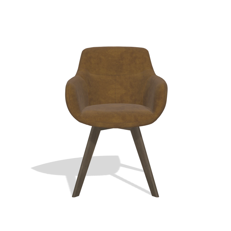 Sedia da pranzo Odille 6578 in tessuto Adore 132 (marrone), gambe in noce, vista frontale
