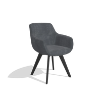 Sedia da pranzo Odille 6578 in tessuto Adore 56 (antracite), gambe in nero, vista angolata