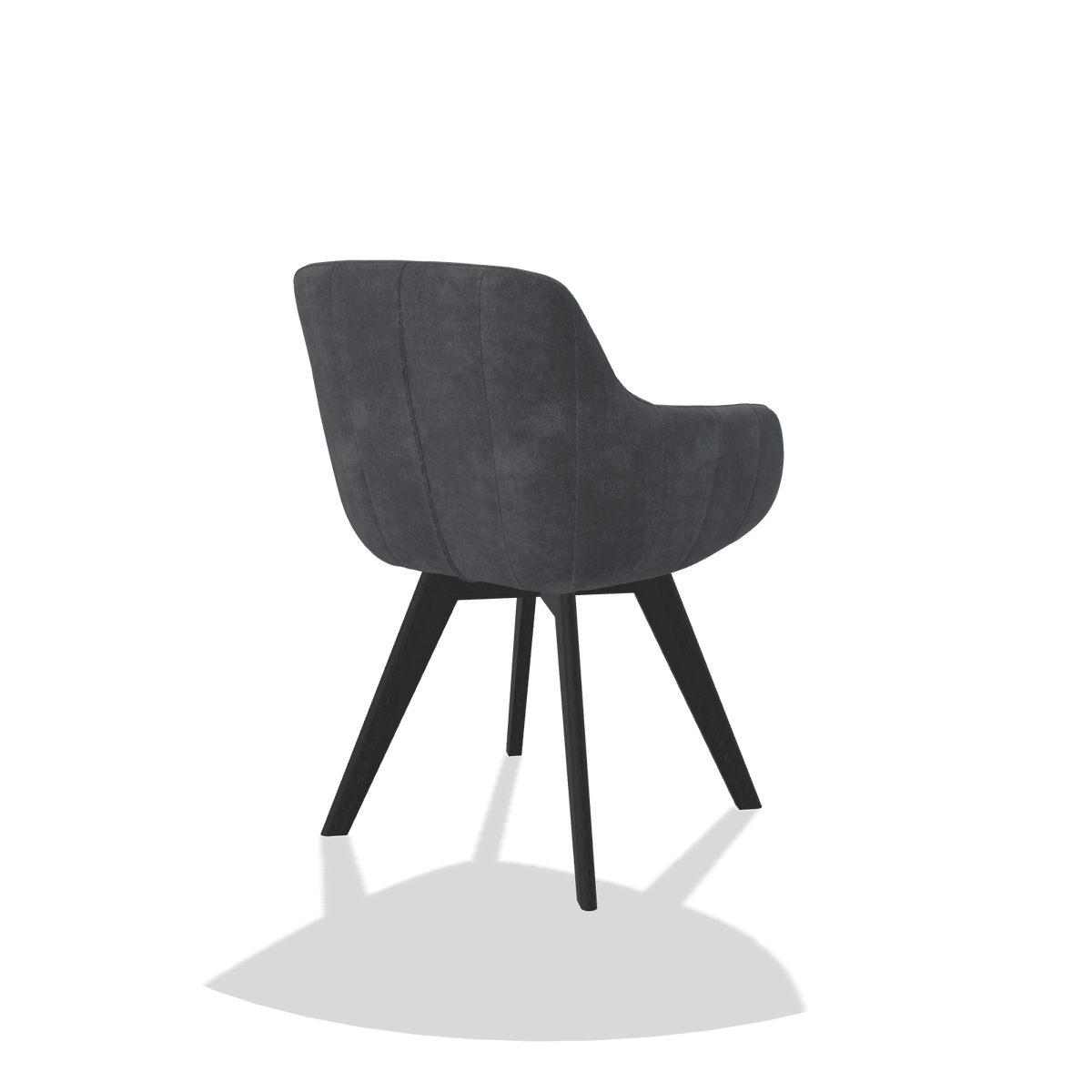 Sedia da pranzo Odille 6578 in tessuto Adore 56 (antracite), gambe in nero, vista posteriore angolata