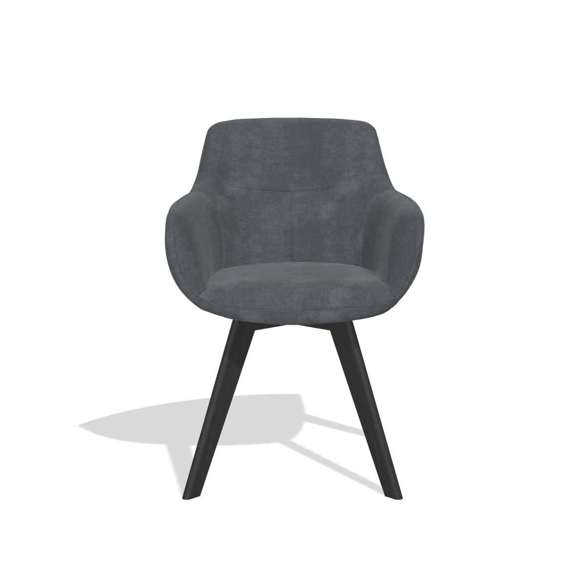 Sedia da pranzo Odille 6578 in tessuto Adore 56 (antracite), gambe in nero, vista frontale