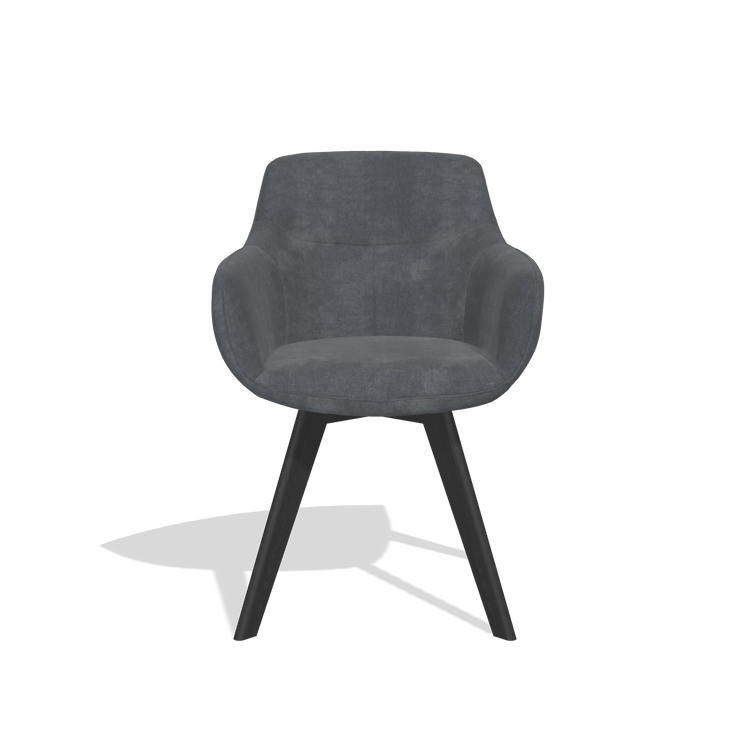 Sedia da pranzo Odille 6578 in tessuto Adore 56 (antracite), gambe in nero, vista frontale