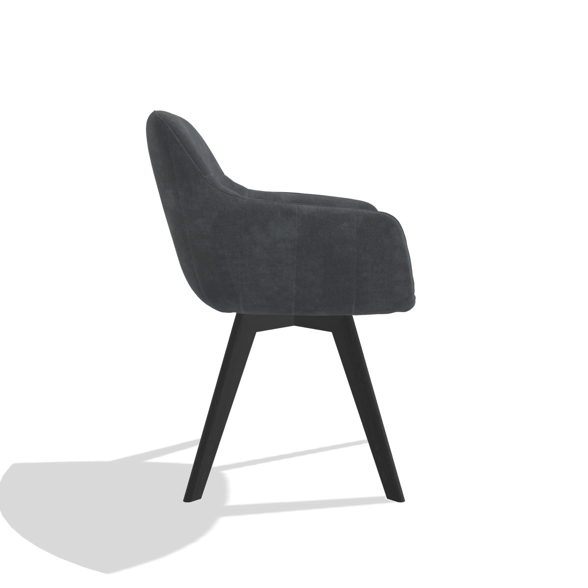 Sedia da pranzo Odille 6578 in tessuto Adore 56 (antracite), gambe in nero, vista laterale