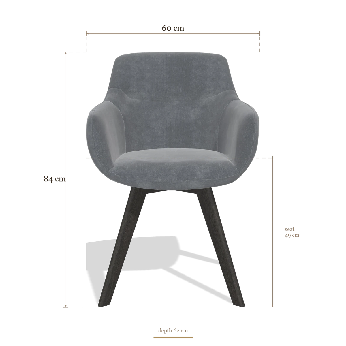 Sedia da pranzo Odille 6578, dimensioni 60 x 62 x 84 cm