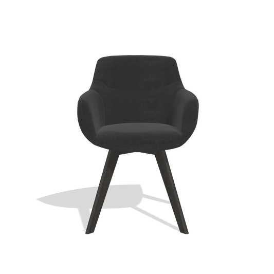 Esszimmerstuhl Odille 6578 in Stoff Adore 67 (Schwarz), Beine in Tabak, Vorderansicht