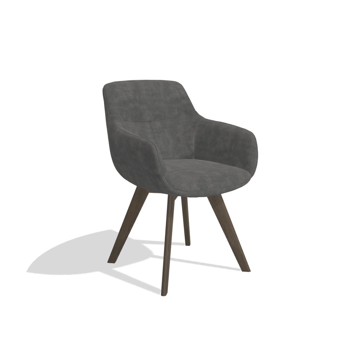 Esszimmerstuhl Odille 6578 in Stoff Adore 68 (Dunkelgrau), Beine in Nussbaum, Schrägansicht