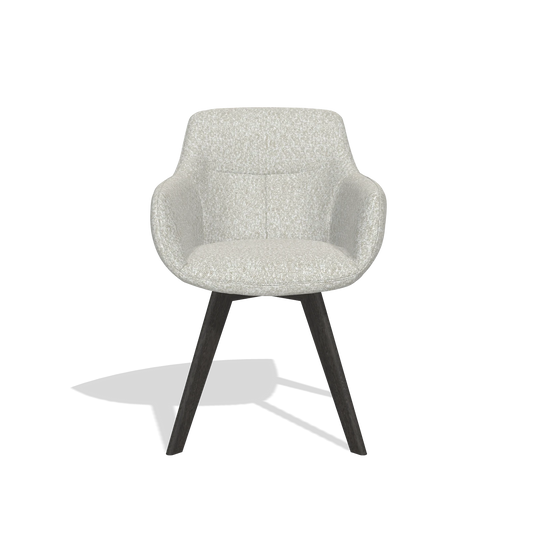 Esszimmerstuhl Odille 6578 in Stoff Ascot Pearl (Hellgrau), Beine in Tabak, Vorderansicht