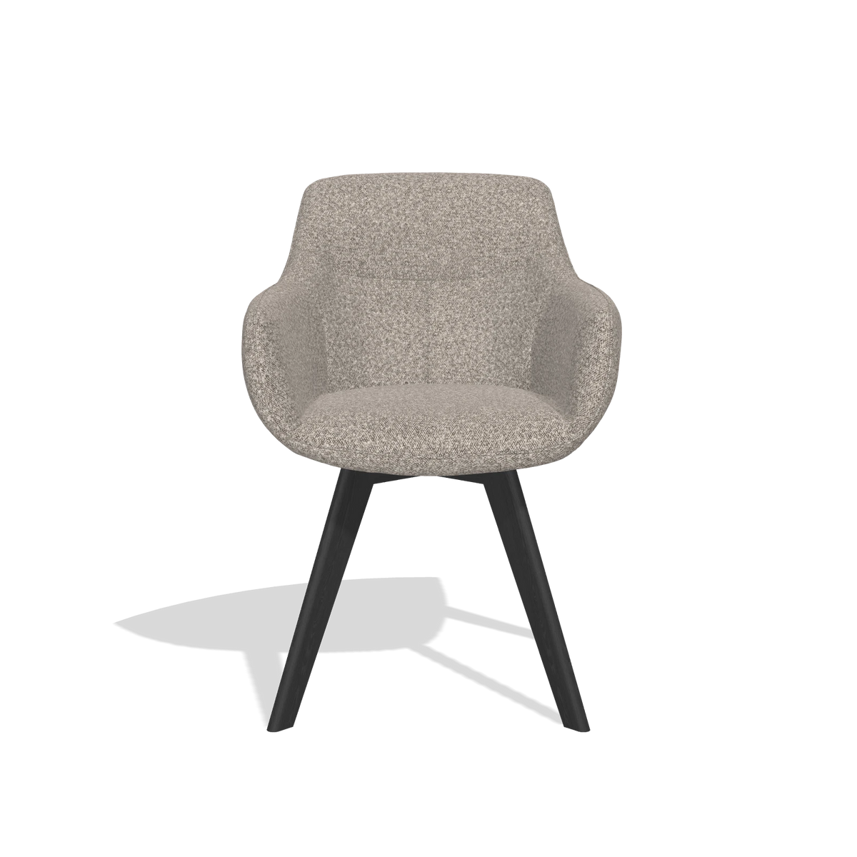 Dining Chair Odille 6578 in Ascot Toffee fabric (grey), black legs, front view