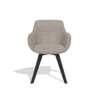 Dining Chair Odille 6578 in Ascot Toffee fabric (grey), black legs, front view