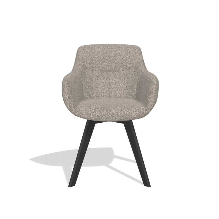 Dining Chair Odille 6578 in Ascot Toffee fabric (grey), black legs, front view