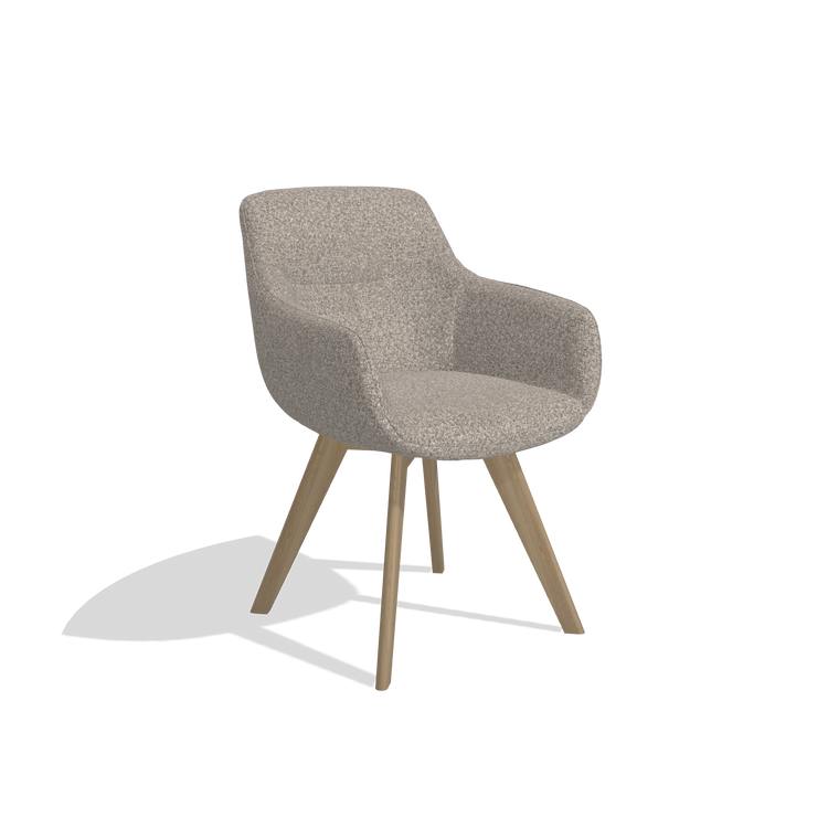 Dining Chair Odille 6578 in Ascot Toffee fabric (grey), natural legs, angled view