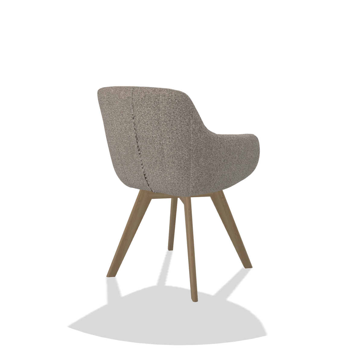 Dining Chair Odille 6578 in Ascot Toffee fabric (grey), natural legs, back angled view