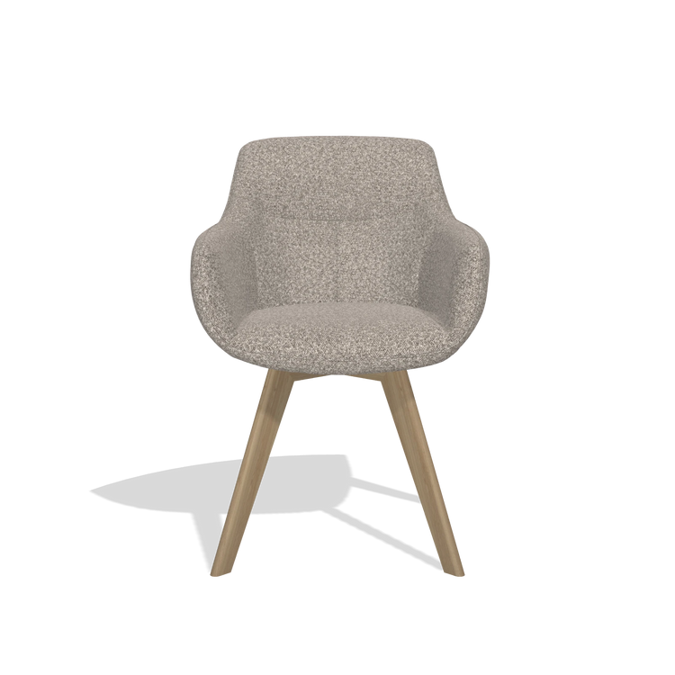 Dining Chair Odille 6578 in Ascot Toffee fabric (grey), natural legs, front view