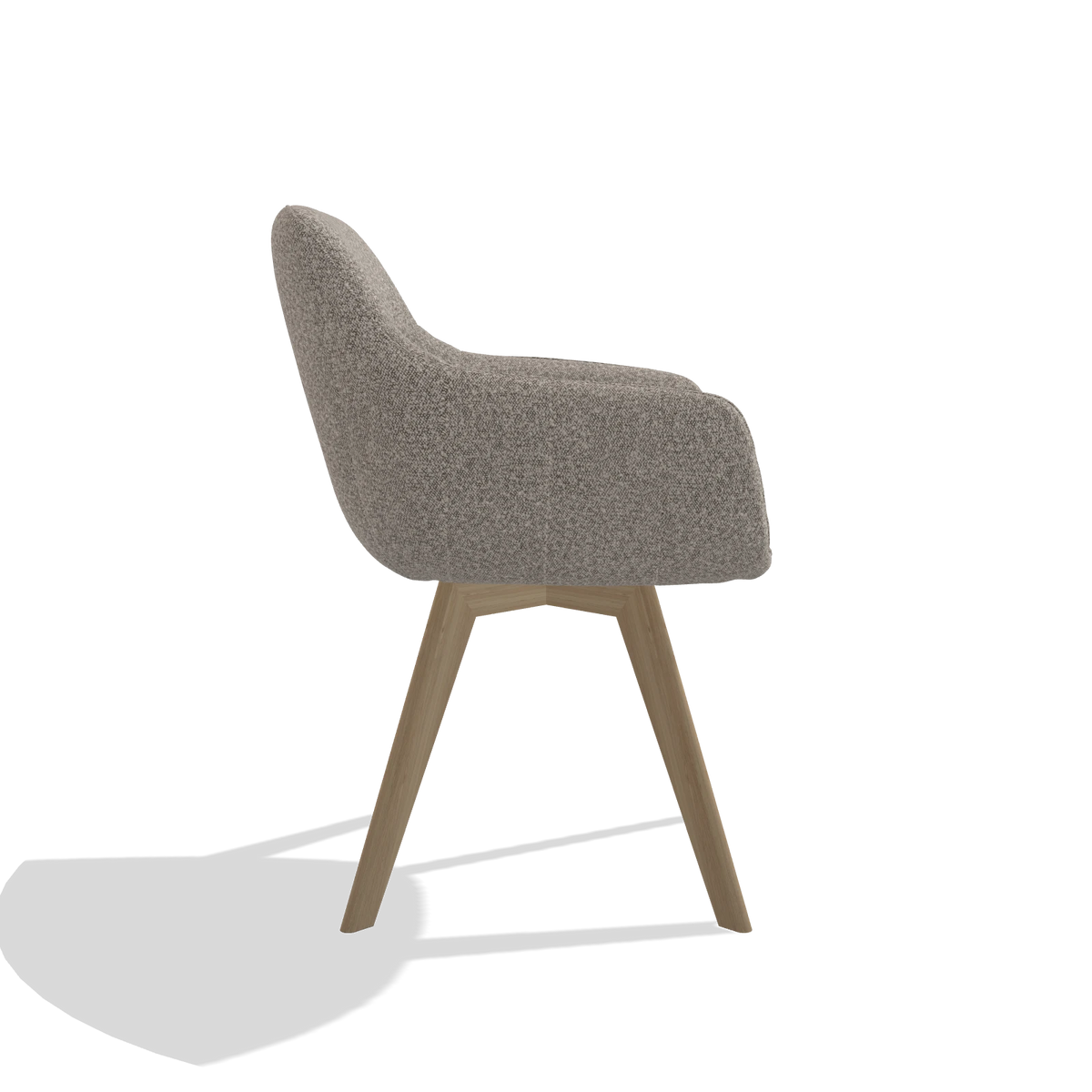 Dining Chair Odille 6578 in Ascot Toffee fabric (grey), natural legs, side view